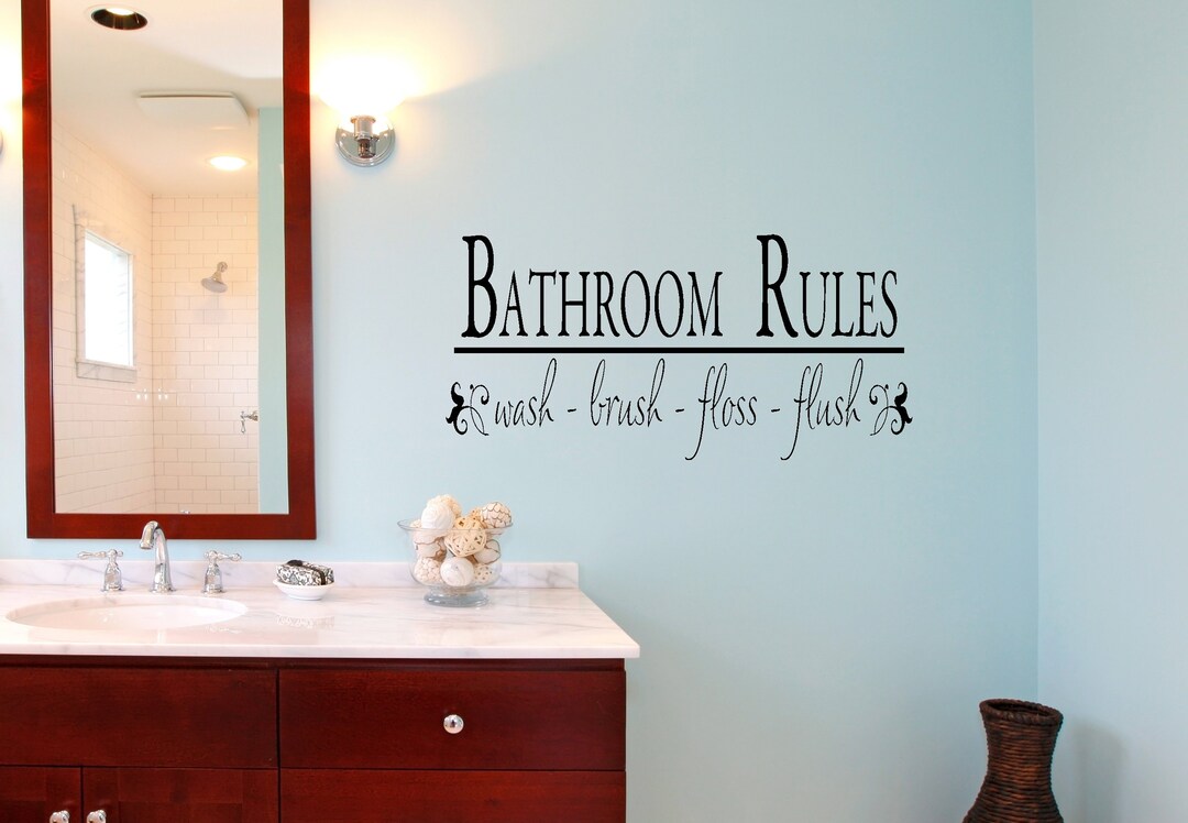 Bathroom Rules Vinyl Wall Art Etsy