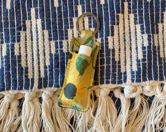 Sunflower Chapstick Holder Keychain