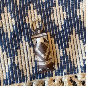 Western Brown Chapstick Holder Keychain