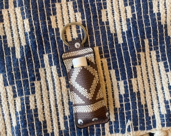 Western Brown Chapstick Holder Keychain