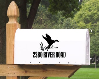 Mailbox Number with Duck Scene Vinyl Decal, Mailbox Decal, Mailbox Address, House Address, House Numbers