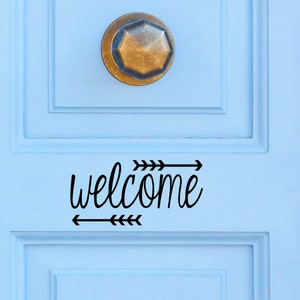 Welcome with arrow Vinyl Decal, Door Decal, Welcome Decal, Front Door, Porch Decal, Vinyl Decal, Decals, Arrows, Welcome