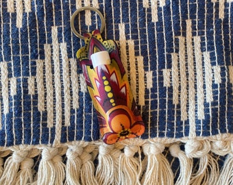 Orange Floral Chapstick Halter Schlüsselanhänger