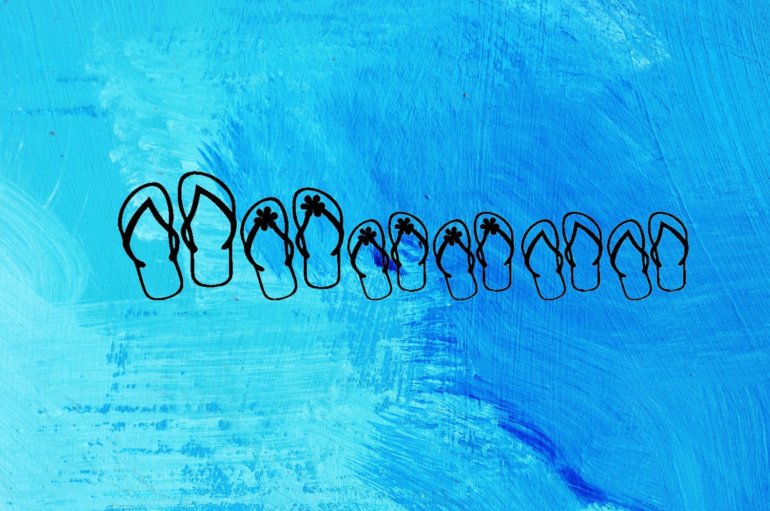 Flip Flop Family of 6- Vinyl Decal, Window Decal, Car Window Decal, Vinyl Decals, Car Stickers, Stickers