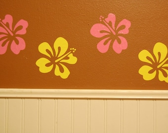 Hibiscus Flowers Set of 8 Vinyl Decals