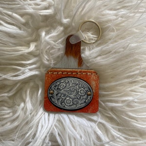 Western BuckleCow Tag Keychain
