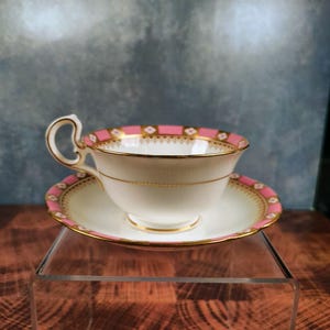 Vintage Aynsley Pink and Gold Bone China Teacup & Saucer Set England Collectible
