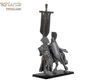 Aegean Elf Mounted Standard Bearer by Highlands Miniatures 3D Printed Resin Fantasy Model