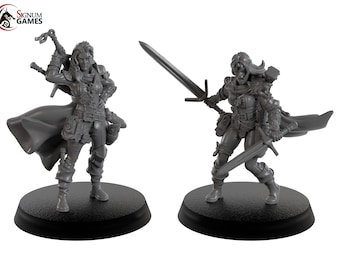 Hunteress from Black Cats - Signum Games - 3D Printed Resin Fantasy Miniature - 32/28mm Scale
