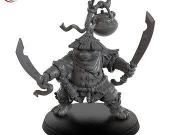 Panda Monk Warrior with Swords - Signum Games - 3D Printed Resin Fantasy Miniature