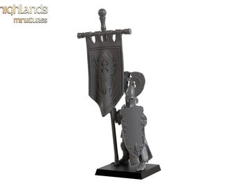 Aegean Elf with Banner by Highlands Miniatures - Aegean Elves | 3D Printed Resin Fantasy Miniature