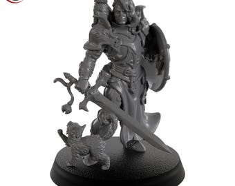 Adrian, Knight of the Black Cats - Signum Games - 3D Printed Resin Miniature - Tabletop Figurine