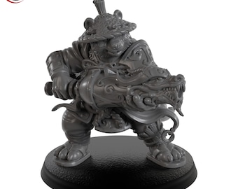 Panda Warrior with Cannon - Signum Games - 3D Printed Resin Fantasy Miniature