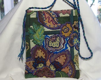 Flowers in the Trellis Tapestry Bag/Purse With Hand Embroidery and Embellishments