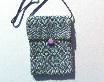 Hand woven messenger bag/ peaks and diamonds pattern purse