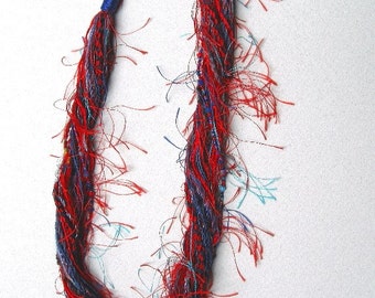 4th of July Sky  Fiber and Bead Necklace