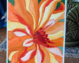 Watercolor Painting/Dahlia/Unique Gift