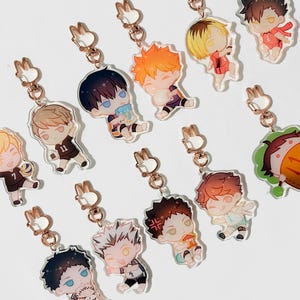 Haikyuu Acrylic Keychains | Hinata Kageyama | Kuroo Kenma | Oikawa Iwaizumi | Bokuto Akaashi | Atsumu Osamu | Anime