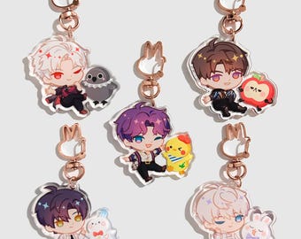 Chaveiros de acrílico Love and Deepspace, Sylus, Caleb, Rafayel, Zayne, Xavier, LADS, Otome, Moonbuns