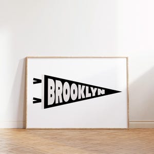 Brooklyn Pennant Flag Print: Travel Wall Art (Digital Download)