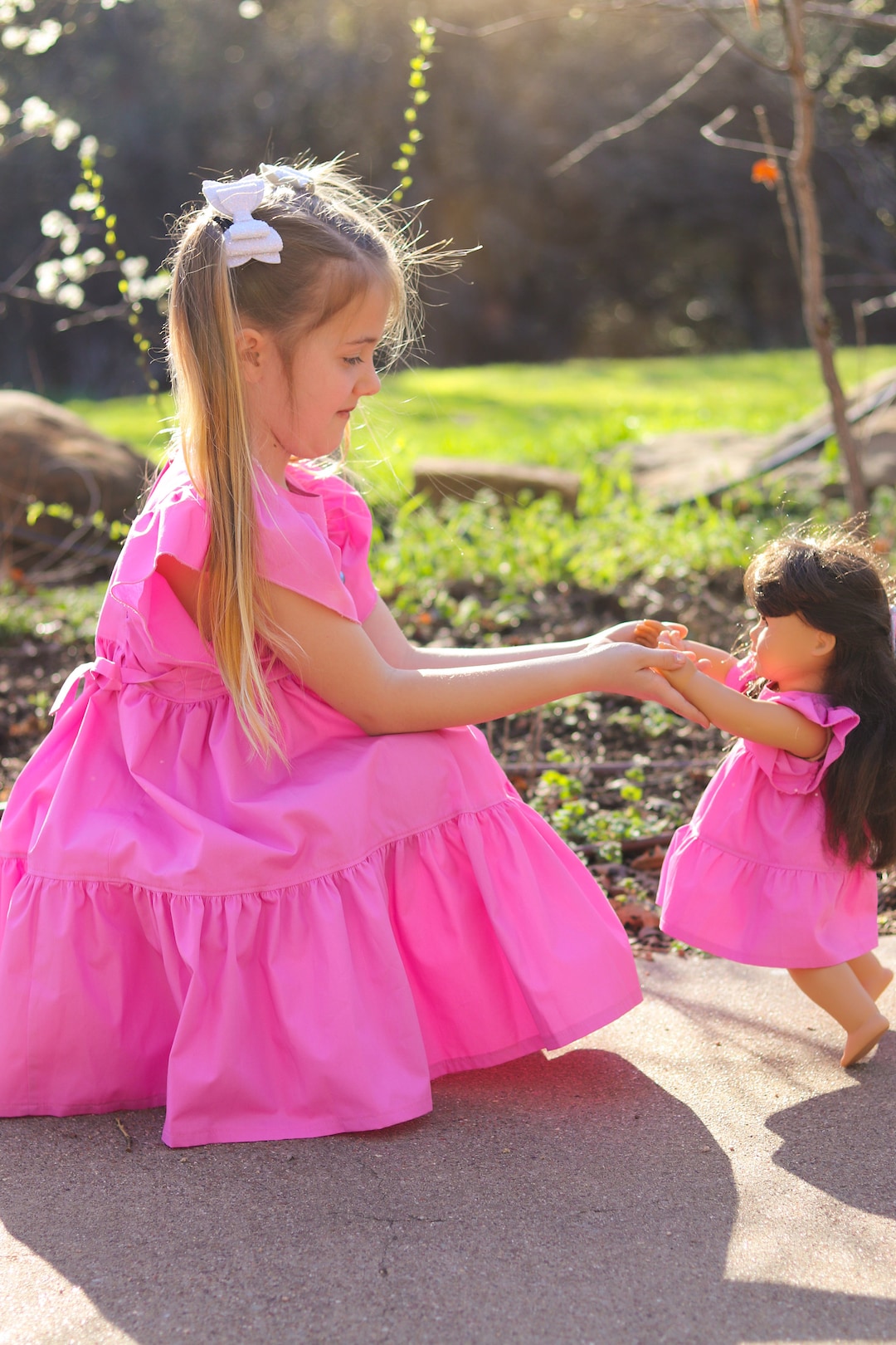 18 Inch Doll Dress, Matching Doll and Girl Outfits, Handmade Doll Clothes, Girls Birthday Dress