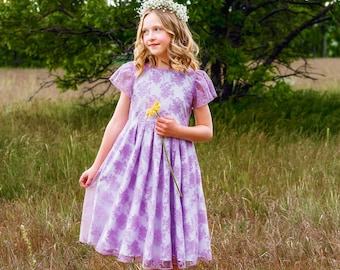 White Flower Girl Dress  Girls Lace Dress With Flutter Sleeves  Special  Occasion Dress  Formal Dress for Tween Girl  Baptism Dress - Etsy
