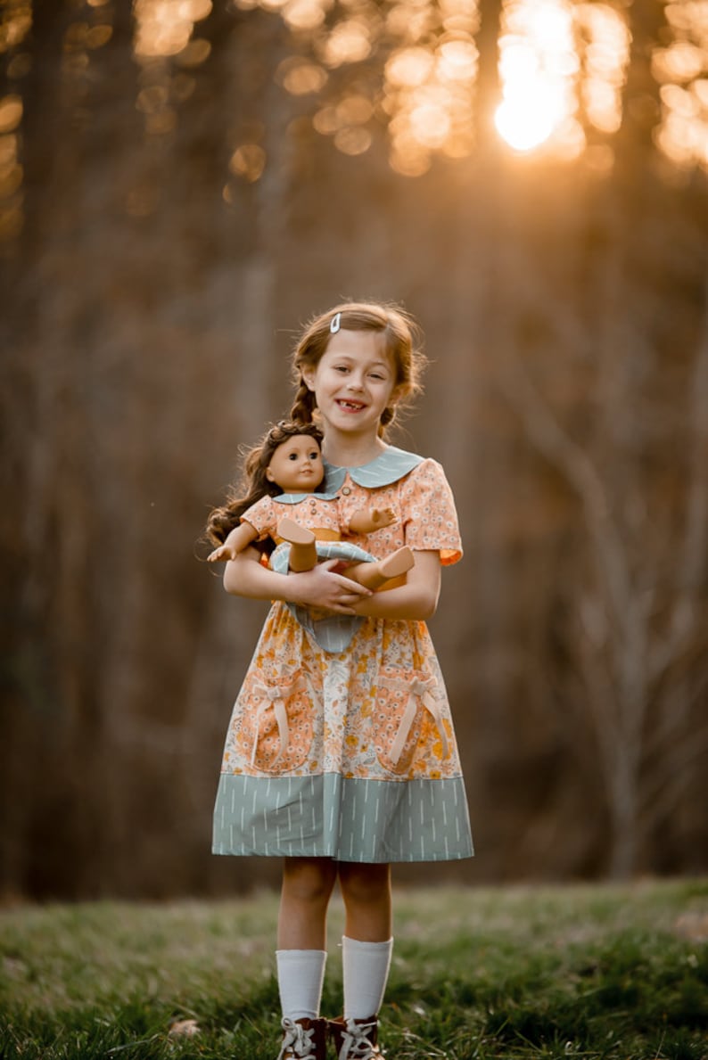Daisy Jane 18 pouces robe de poupée, poupée assortie et tenues de fille, vêtements de poupée faits à la main, robe danniversaire pour filles, cadeaux pour filles image 7