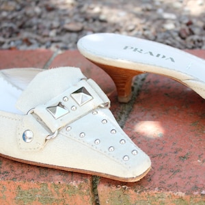 Prada - Made in Italy - Suede studded slip on heels (Sz 8, Eu 38.5)