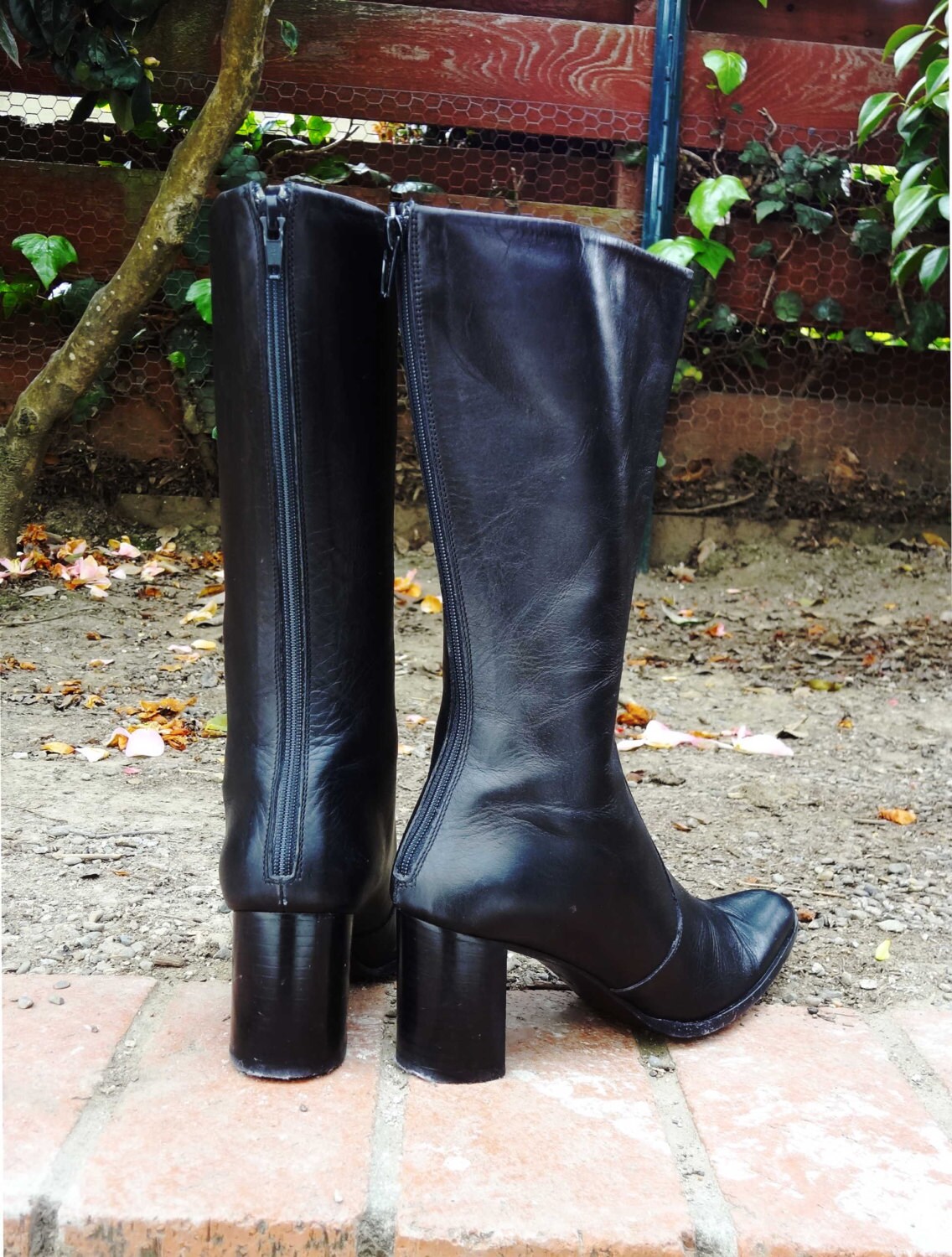 Italy Black Pointed Leather Boots W 