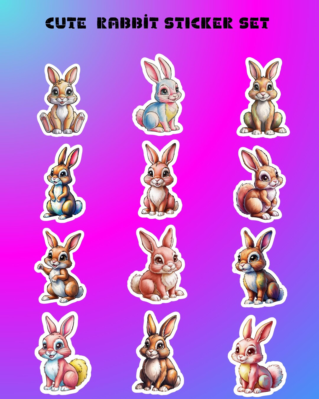 Rabbit Game Sticker Rabbit Stickers for Kids – Fun Rewards for Teachers and Classroom ...