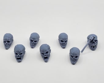Custom 3D Printed Zombie Head Pack - 1/12 Scale for 6-Inch Figures Compatible with Legends, Classified Comic Set of 7 or Individual Sculpts