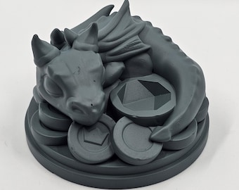 3D Printed Sleeping Baby Dragon Dice Guardian - Paint Your Own- for Fantasy RPG Tabletop Games. Board Game Accessories, Dungeon Master Gifts
