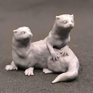 3D Printed Otters Model Statues, Miniature Cute Otters , Paint It Your Self Animal Ornament, Cute Otters Gift Statue, Animal Lovers Gifts