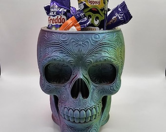 Intricate Skull Bowl - 3D Printed Decorative Pot - Colour-Shift Trinket Dish - Unique Home Decor Storage