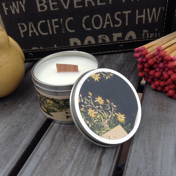 Wood Wick Soy Wax Candle Cool Citrus Basil Fragrant Travel Candle from Chickenmash Farm