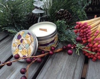 Wood Wick Soy Wax Candle | Plum Sandalwood Travel Tin Candle from Chickenmash Farm