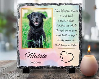 Placa conmemorativa personalizada para mascotas: agregue foto, nombre y fechas. Placa conmemorativa. Regalo personalizado por la pérdida de una mascota. Marcador de tumba personalizado para recordar a una mascota.