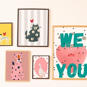 WHIMSICAL ART, prints Kids Room Wall Art Bundle, Playroom Decor, Toddler Room Prints, Colorful Nursery Gallery Wall Art, Eclectic, DIGITAL