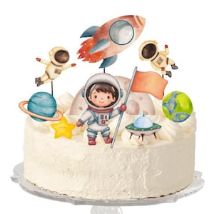 Centres de table à imprimer pour gâteaux Space Topper Space Birthday Party Galaxy Table Decor Boy astronaute planètes Téléchargement instantané