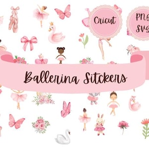 Aquarel kleine BALLERINA clipart, ballerina, zwanenmeer clipart, roze ballerina PNG en SVG, ballet clipart, digitale download Cricut Apt