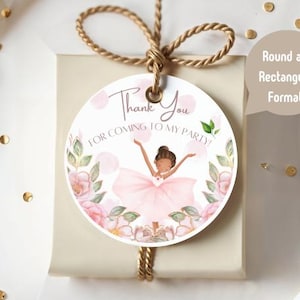 PRINTABLE Ballerina Thank You Card, Tutu Cute Ballet Dancer Party, Digital Instant Download Pink Birthday Gift Tag Favor DIY 2 FORMATS