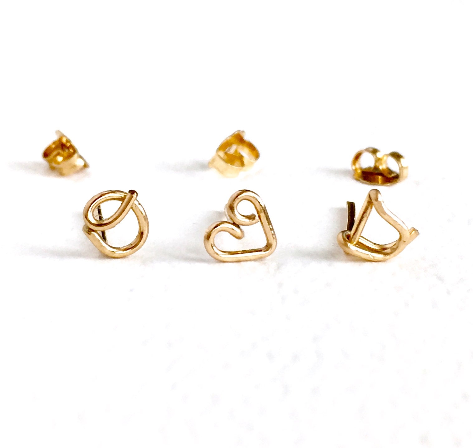 Single Gold Heart Stud Earring. 14k Gold Heart Post Stud. Etsy