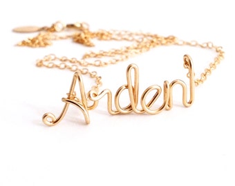 Personalized Gold Name Necklace. Custom Gold Name Necklace. 14k Gold Filled Name Necklace. Communion Necklace. Girl Teen Gift Under 100.