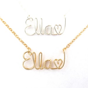 Heart Name Necklace. Personalized Custom Script Name Necklace. Sterling Silver or 14k Gold Filled Name Necklace. Valentines Day Gift image 5