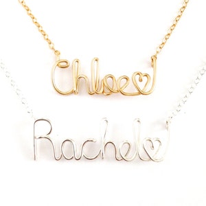 Heart Name Necklace. Personalized Custom Script Name Necklace. Sterling Silver or 14k Gold Filled Name Necklace. Valentines Day Gift image 3