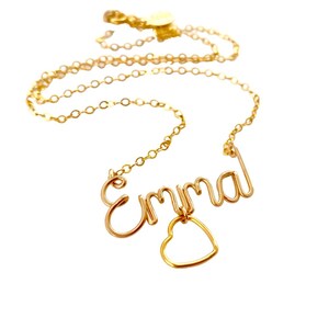 Personalized Heart Name Necklace: Sterling Silver or Gold