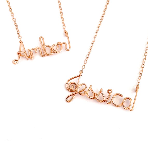 Rose Gold Name Necklace. Personalized 14k Rose Gold Filled