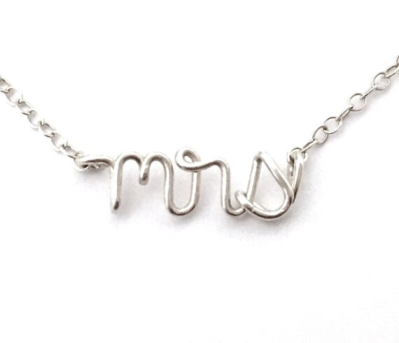 Mrs Necklace. Engagement Wedding Day Necklace. Mrs Misses Name Necklace. Sterling Silver Bridal Shower Necklace. Silver Mrs Necklace. Etsy