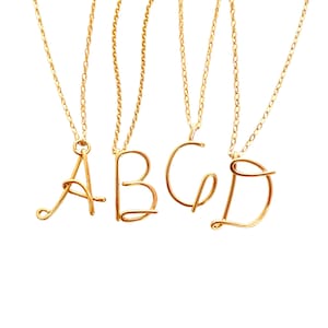 Gold Initial Necklace. Personalized 14k Gold Fill Initial Name Necklace. Script Calligraphy Alphabet Letter Pendant. Girl Gift Under 50