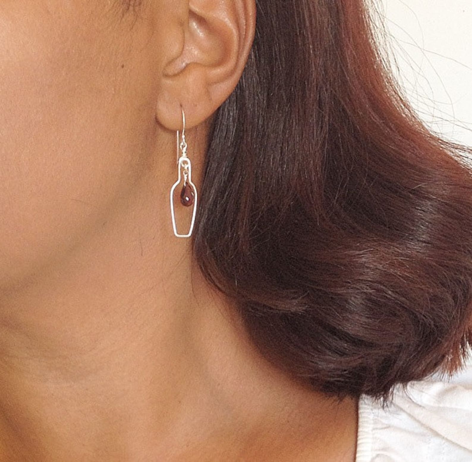 Wine Jewelry. Red Wine Earrings. Sterling Silver Wine Bottle and